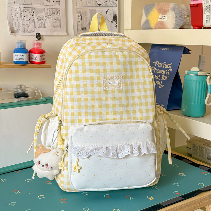 Playful Gingham Patterned School Backpack Stornfield