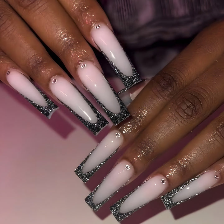 Elegant Stiletto Press-On Nails with Glittery Tips Stornfield