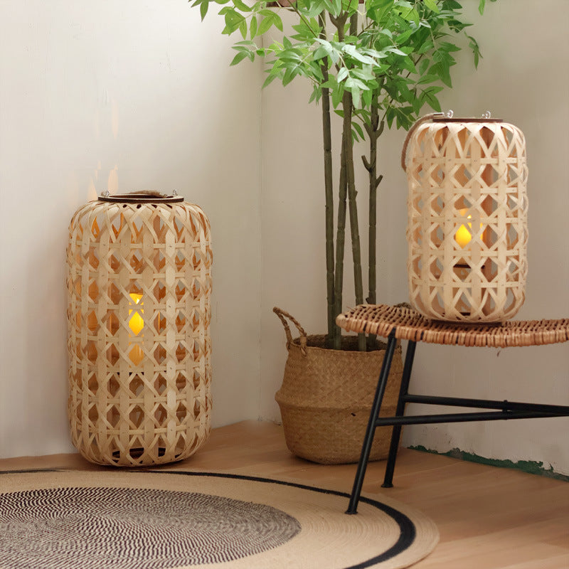 Elegant lantern made of handwoven natural material Stornfield
