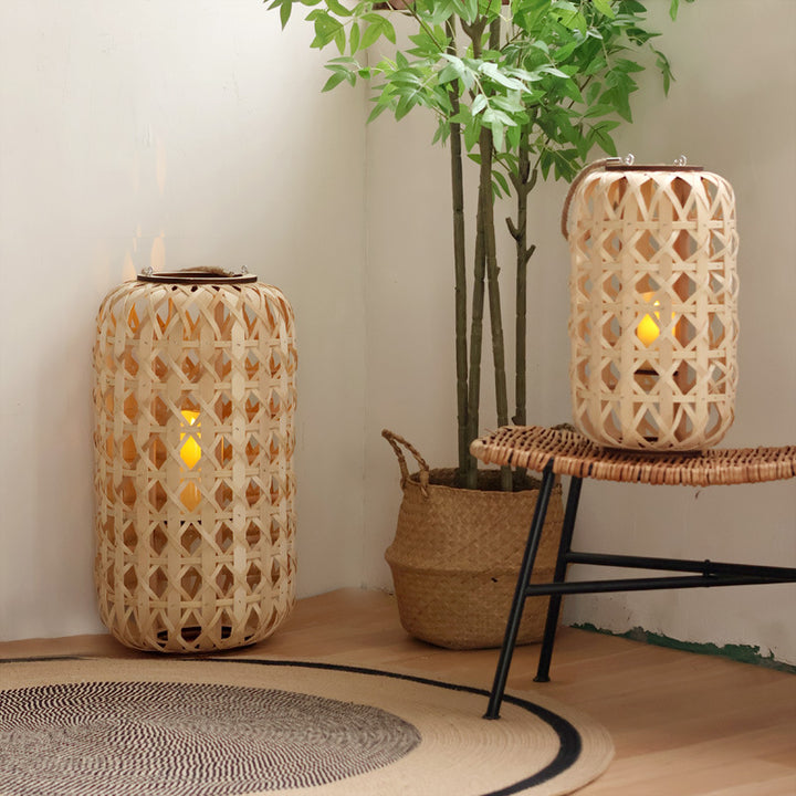 Elegant lantern made of handwoven natural material Stornfield