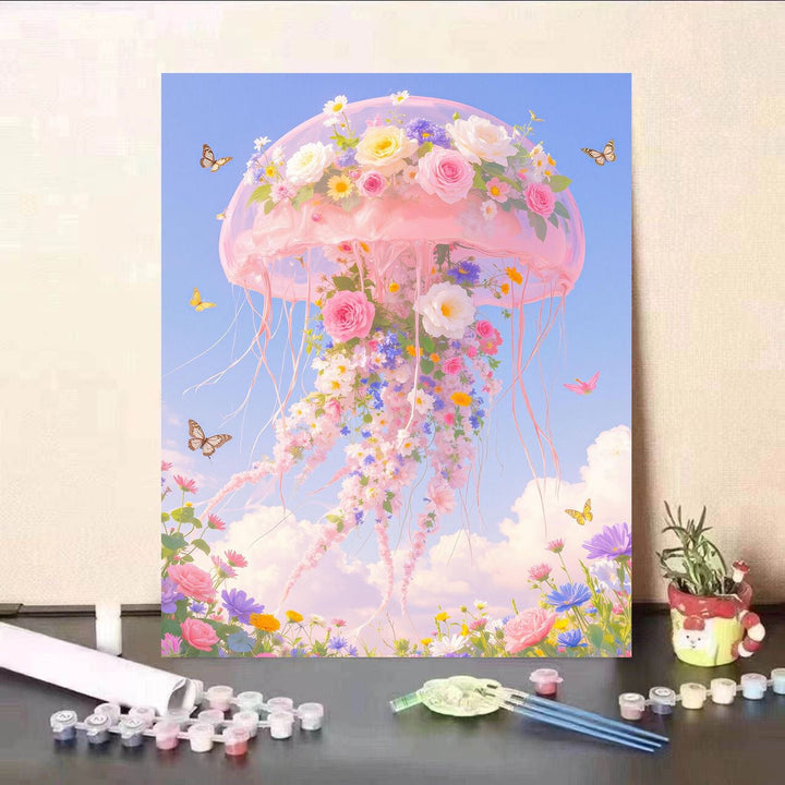 Floral Jellyfish Canvas Print Stornfield