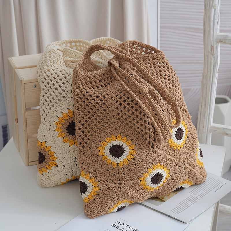Handcrafted Jute Bag with Colorful Flower Pattern Stornfield