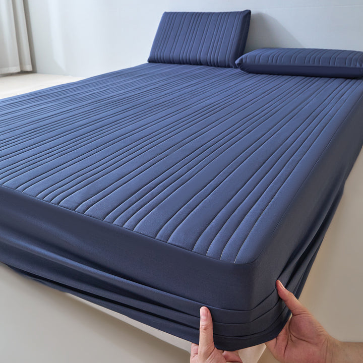 Quilted Cooling Memory Foam Mattress Topper with Fitted Skirt & Pillow Shams