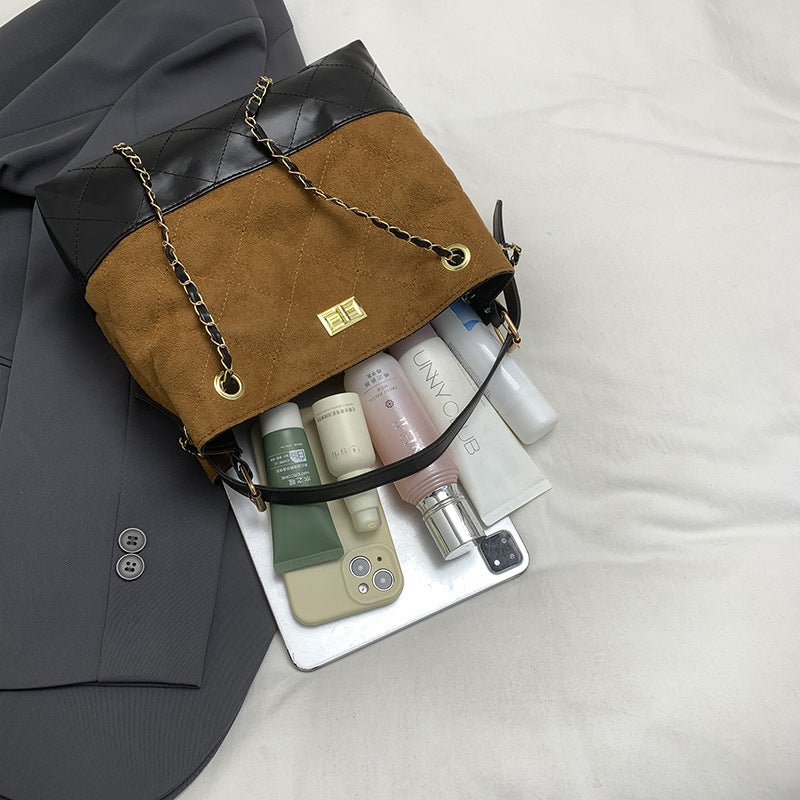 Quilted Suede Tote Bag