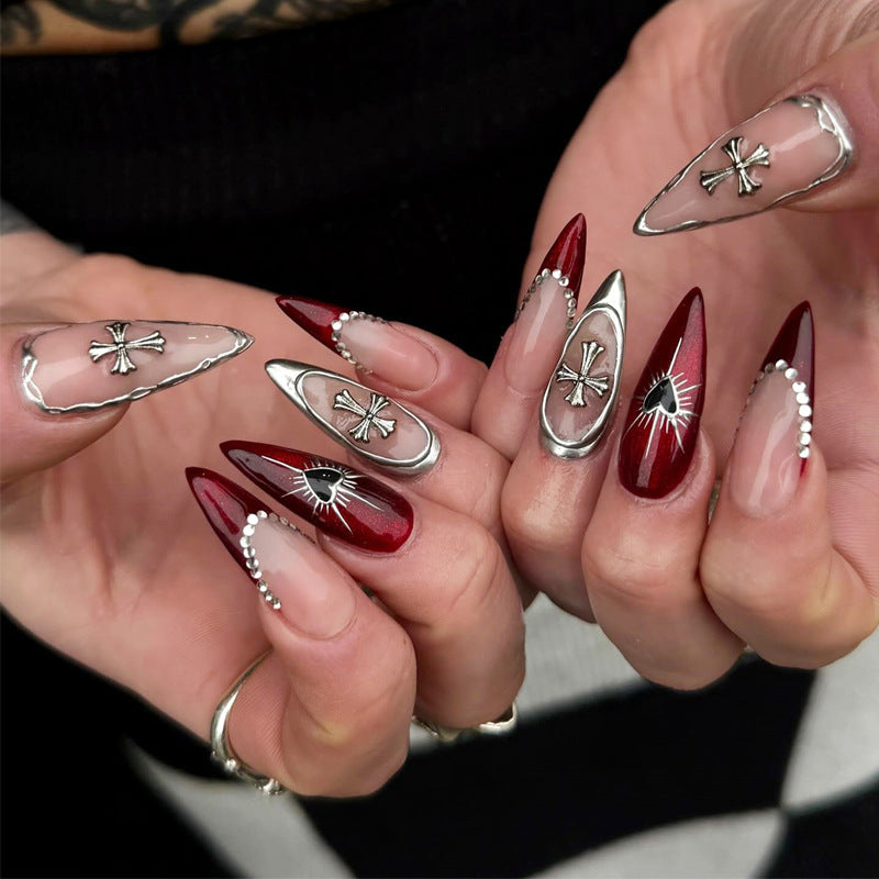 Artistic Stiletto Press-On Nail Set with Decorative Elements Stornfield