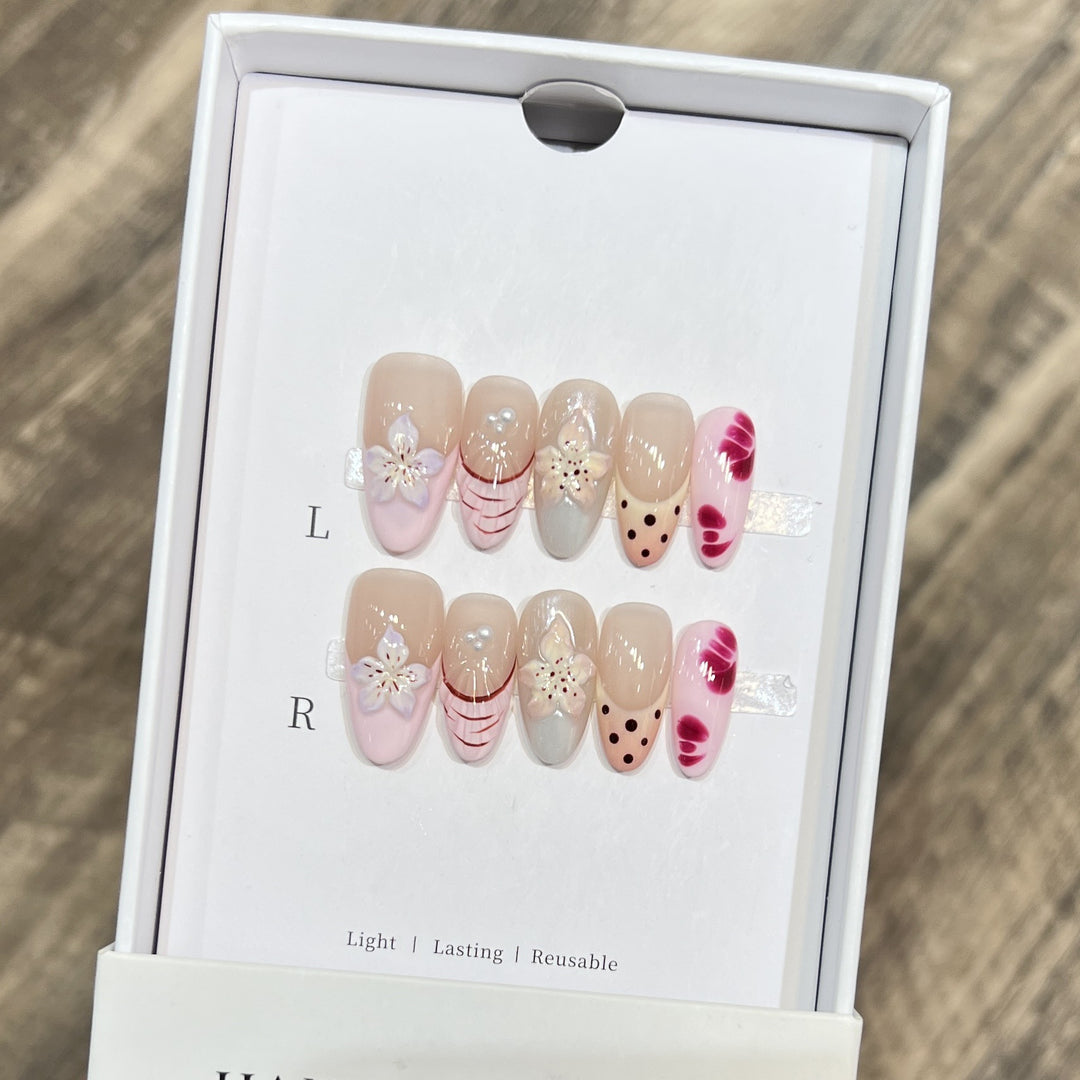 Floral and Polka Dot Press-On Nail Set Stornfield