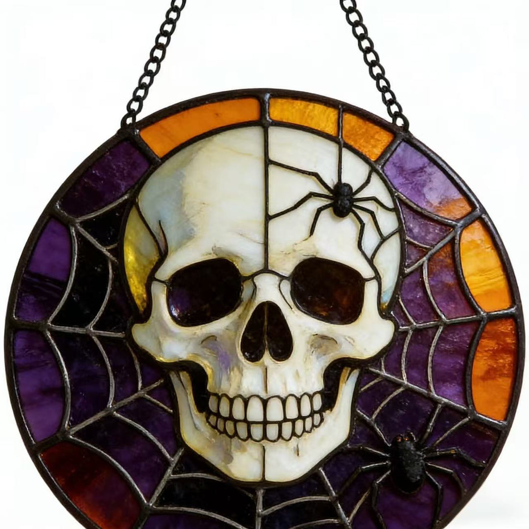 Decorative Skull Stained Glass Wall Art Stornfield