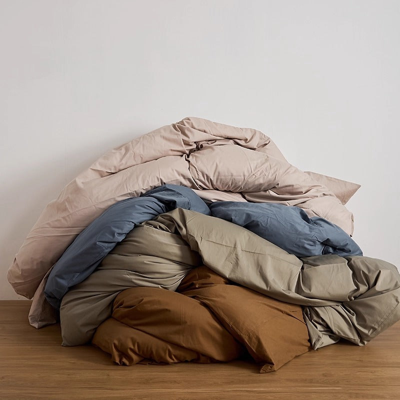 Premium Cotton-Sateen Reversible Duvet Cover and Envelope Pillowcase Set