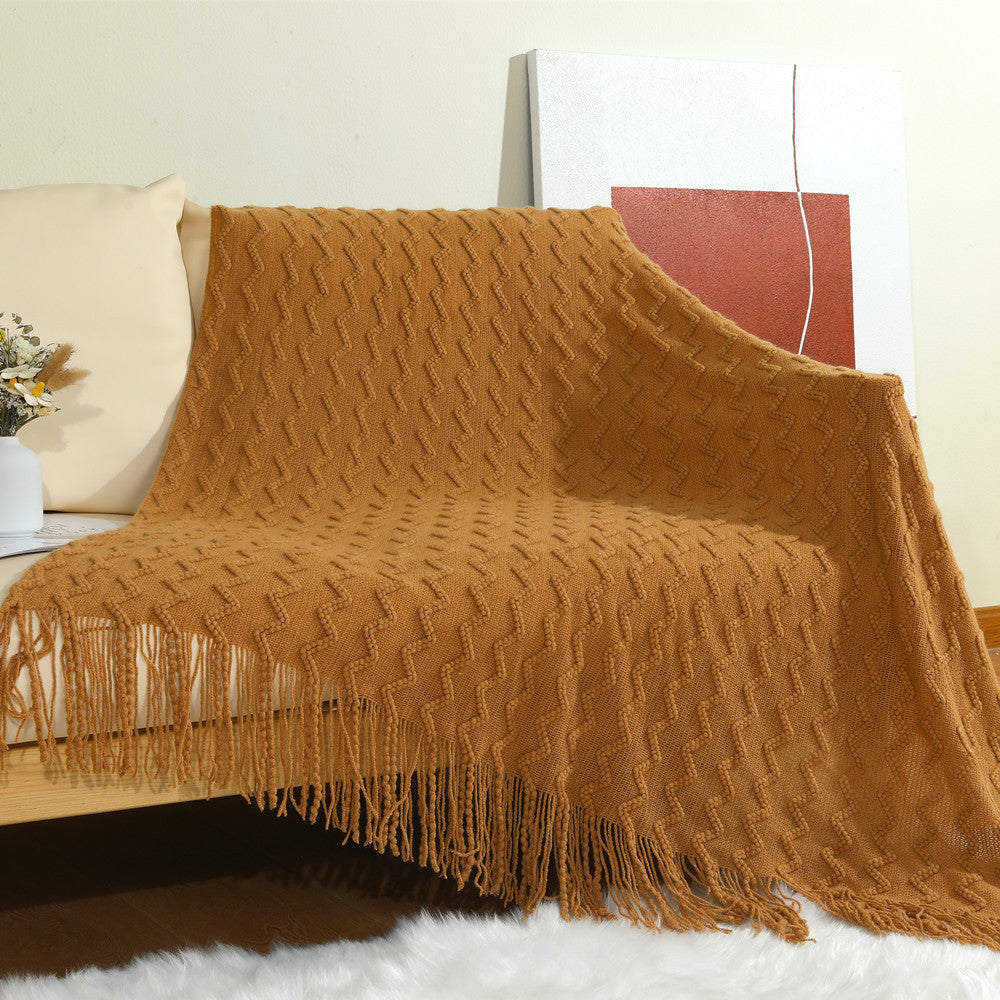 Women’s knitted blanket with textured wave pattern Stornfield