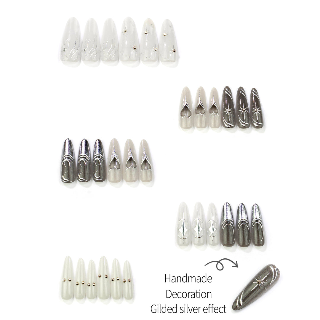 Artistic Metallic Press-On Nail Set