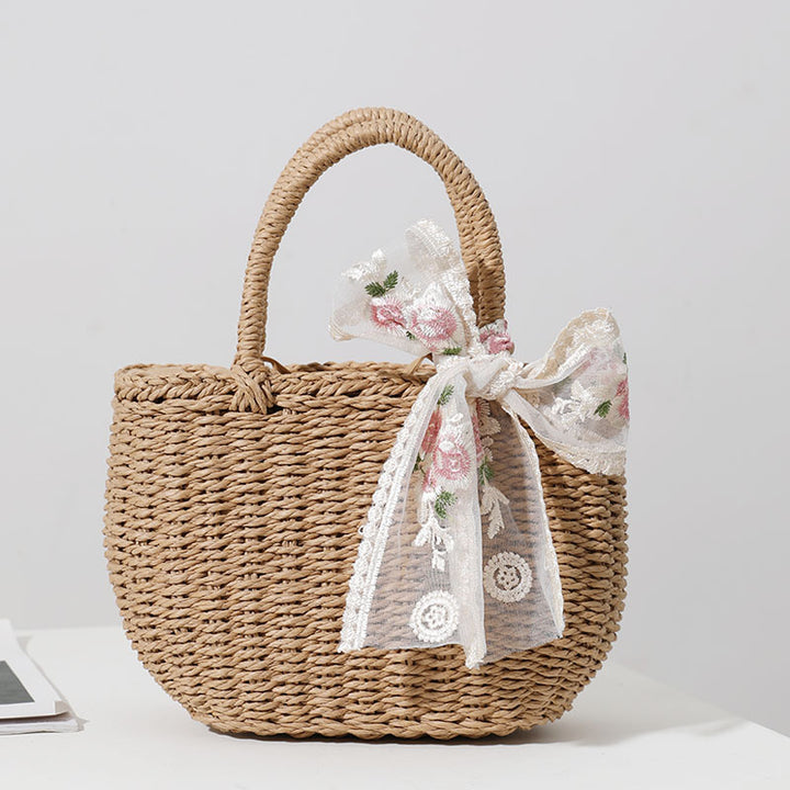 Elegant Bast bag with Floral Bow Detail Stornfield