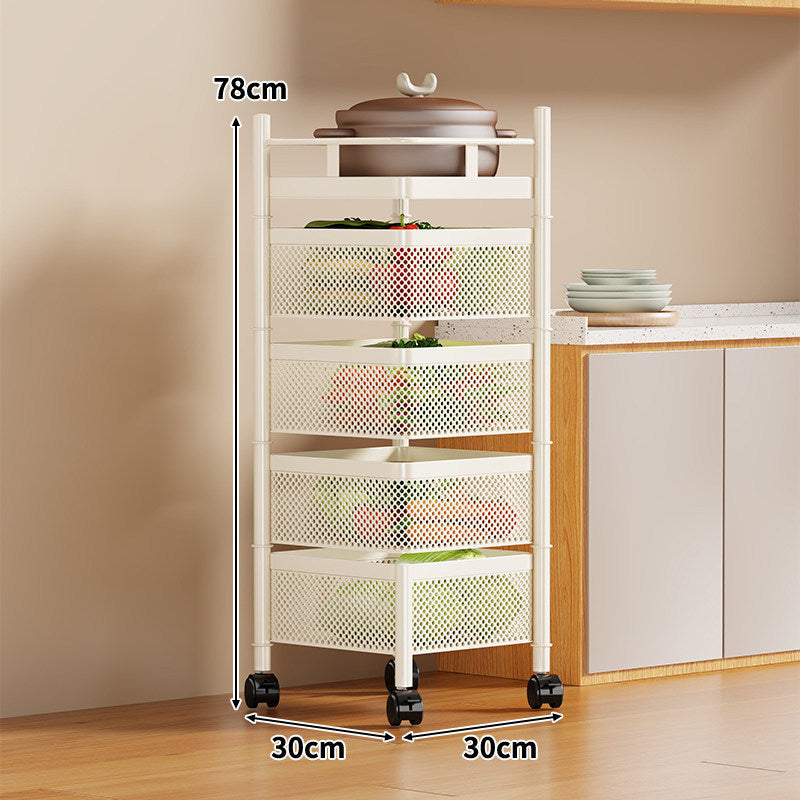 Slim Vertical Rolling Kitchen Mesh Organizer with Perforated Drawers