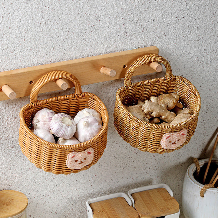 Handwoven Decorative Storage Basket with Cute Bear Emblem Stornfield