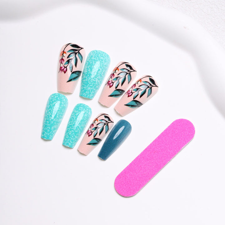Artistic Floral and Glitter Press-On Nails Stornfield