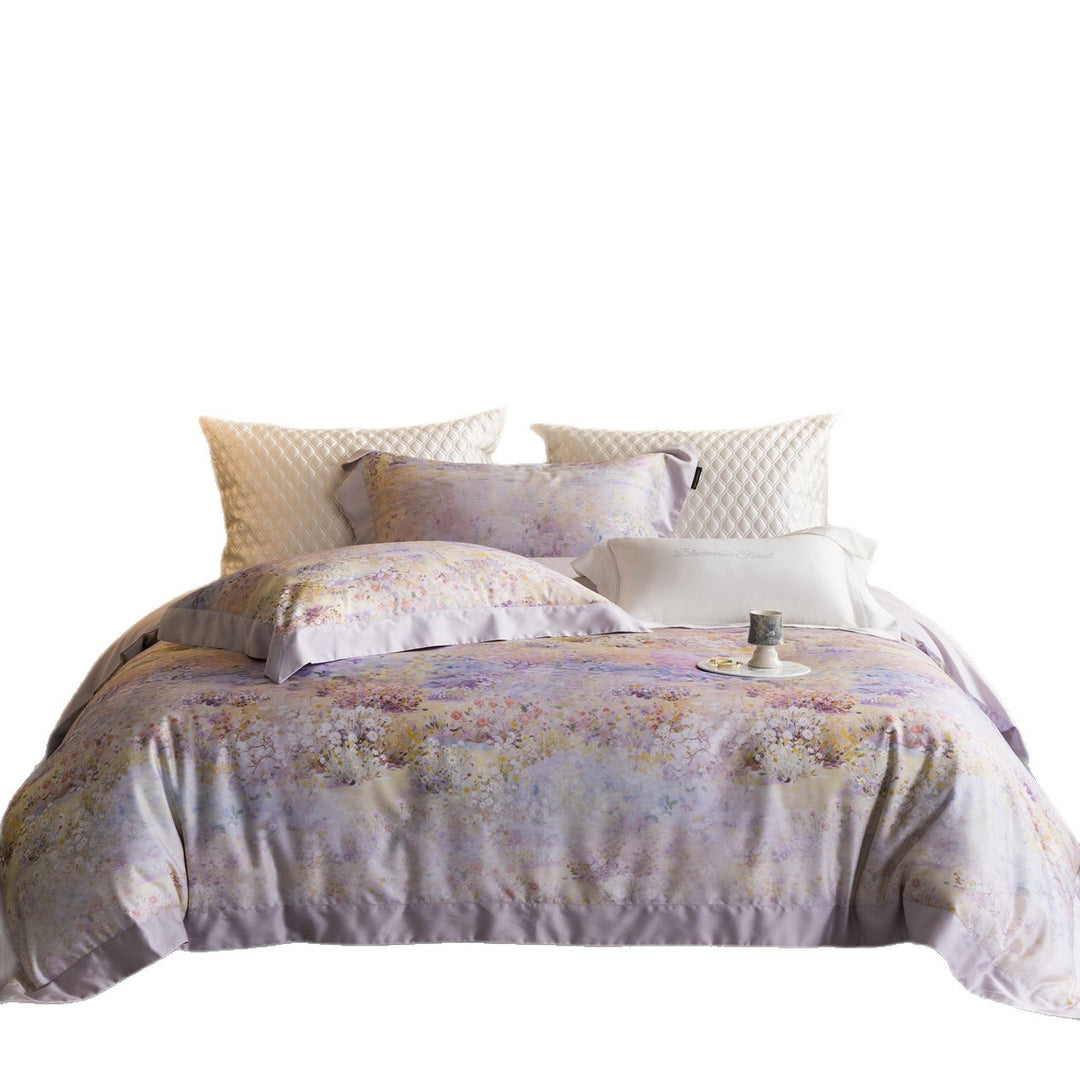 Floral Watercolor Cotton-Sateen Duvet Cover Set