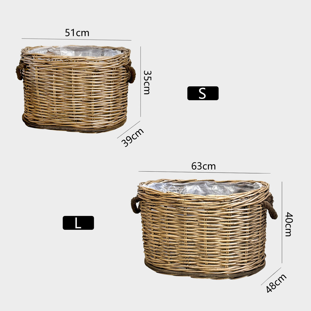 Handwoven storage basket with carrying handles Stornfield