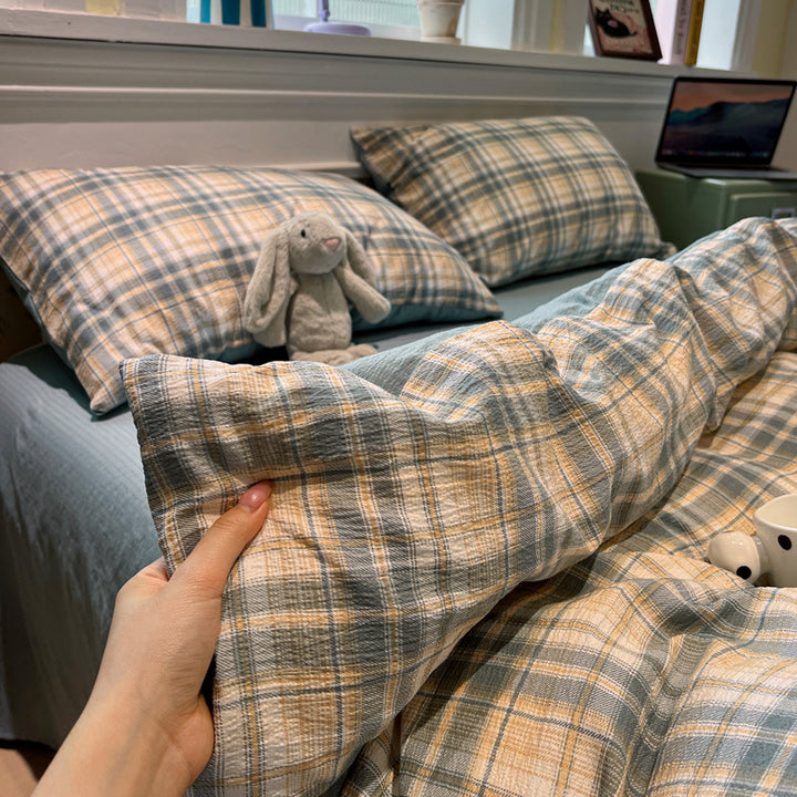 Cozy Plaid Cotton Bedding Set