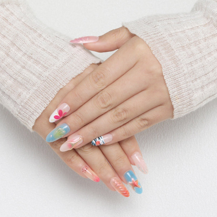 Artistic nail tips with maritime motifs Stornfield