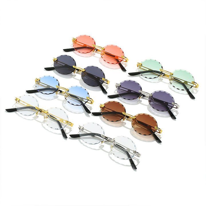 Ladies round sunglasses with unique wave design and high-quality metal frame Stornfield