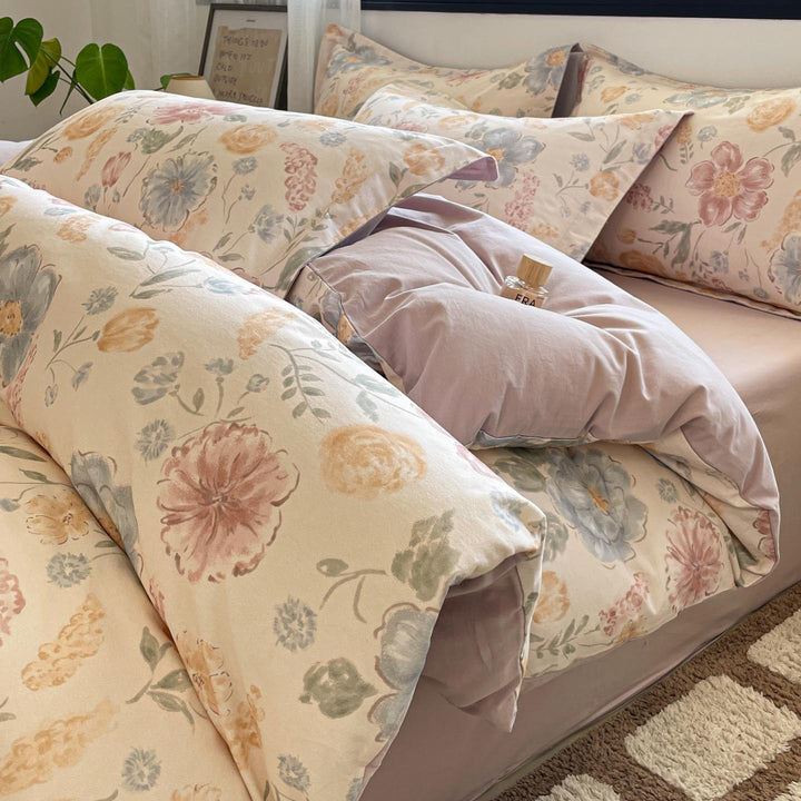 Whimsical Floral Print Duvet Cover Set