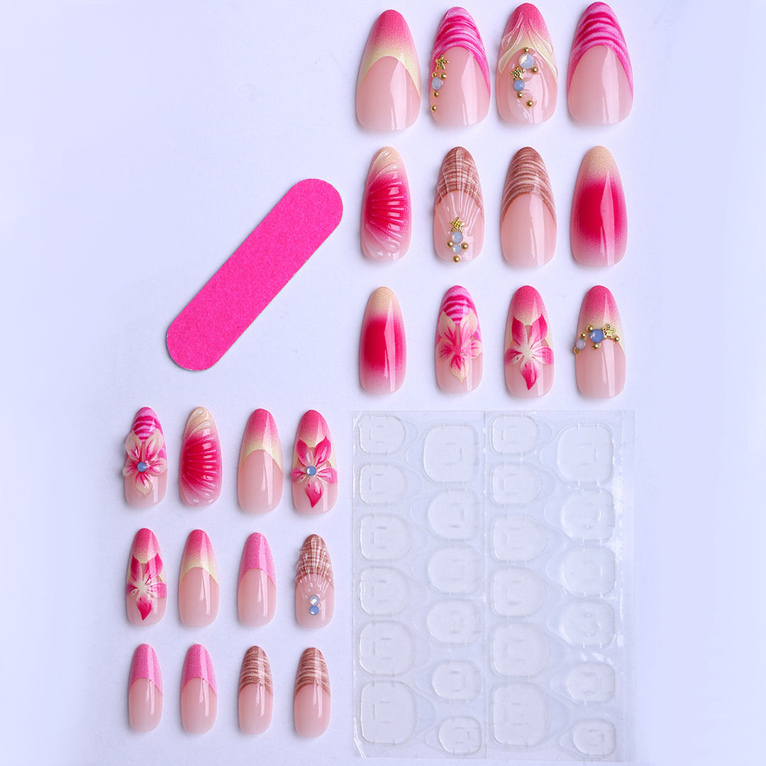 Artificial nails with creative 3D flower accents Stornfield