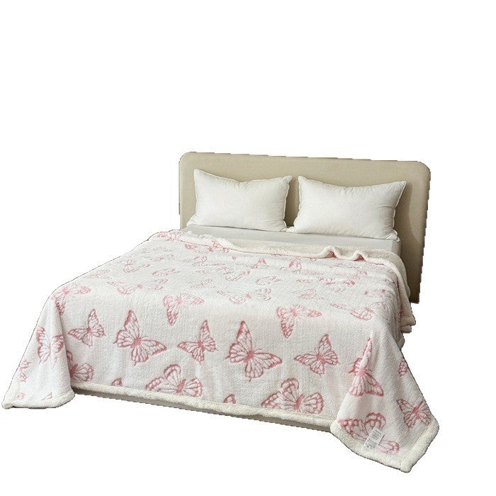 Soft Plush Butterfly Print Throw Blanket