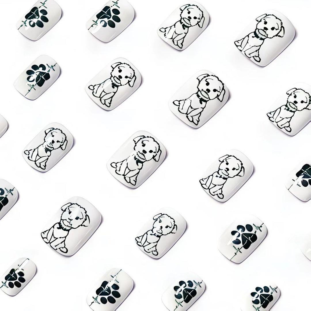 Acrylic nails with cute dog design Stornfield