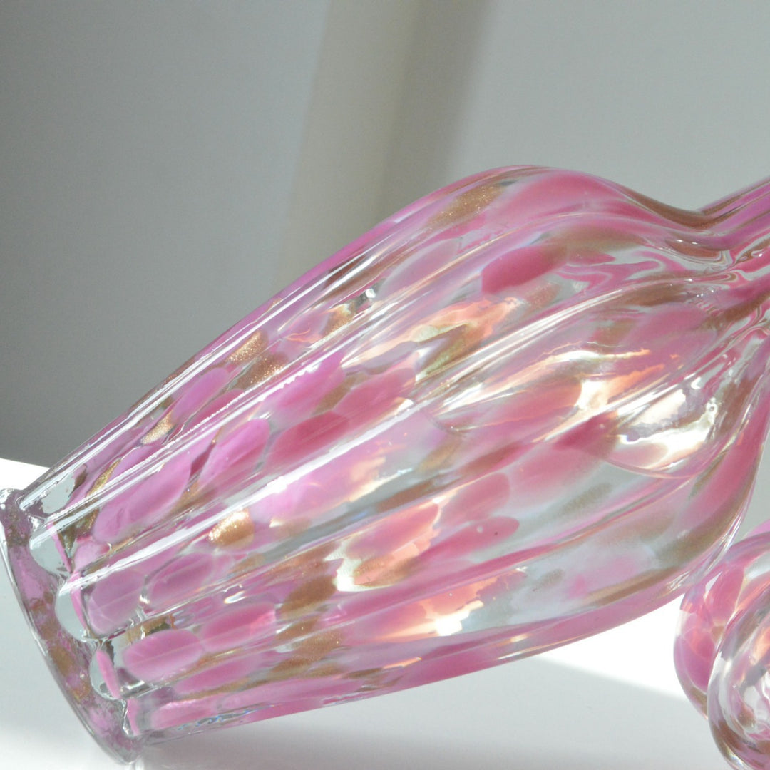 Handblown Ruffled-Rim Bulbous Art Glass Bud Vase Stornfield