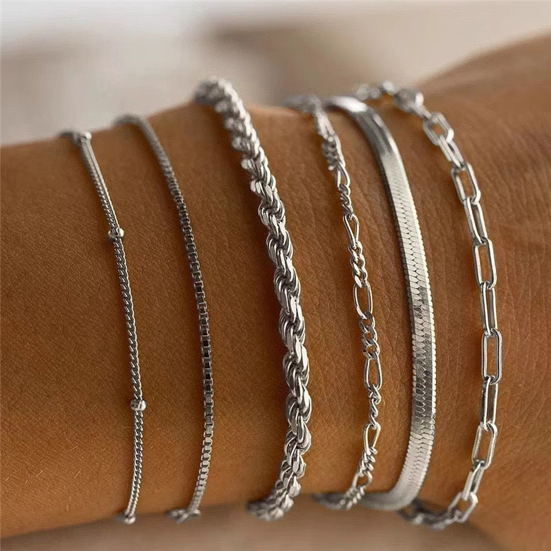 Multiple Textured Chain Bracelet Set Stornfield