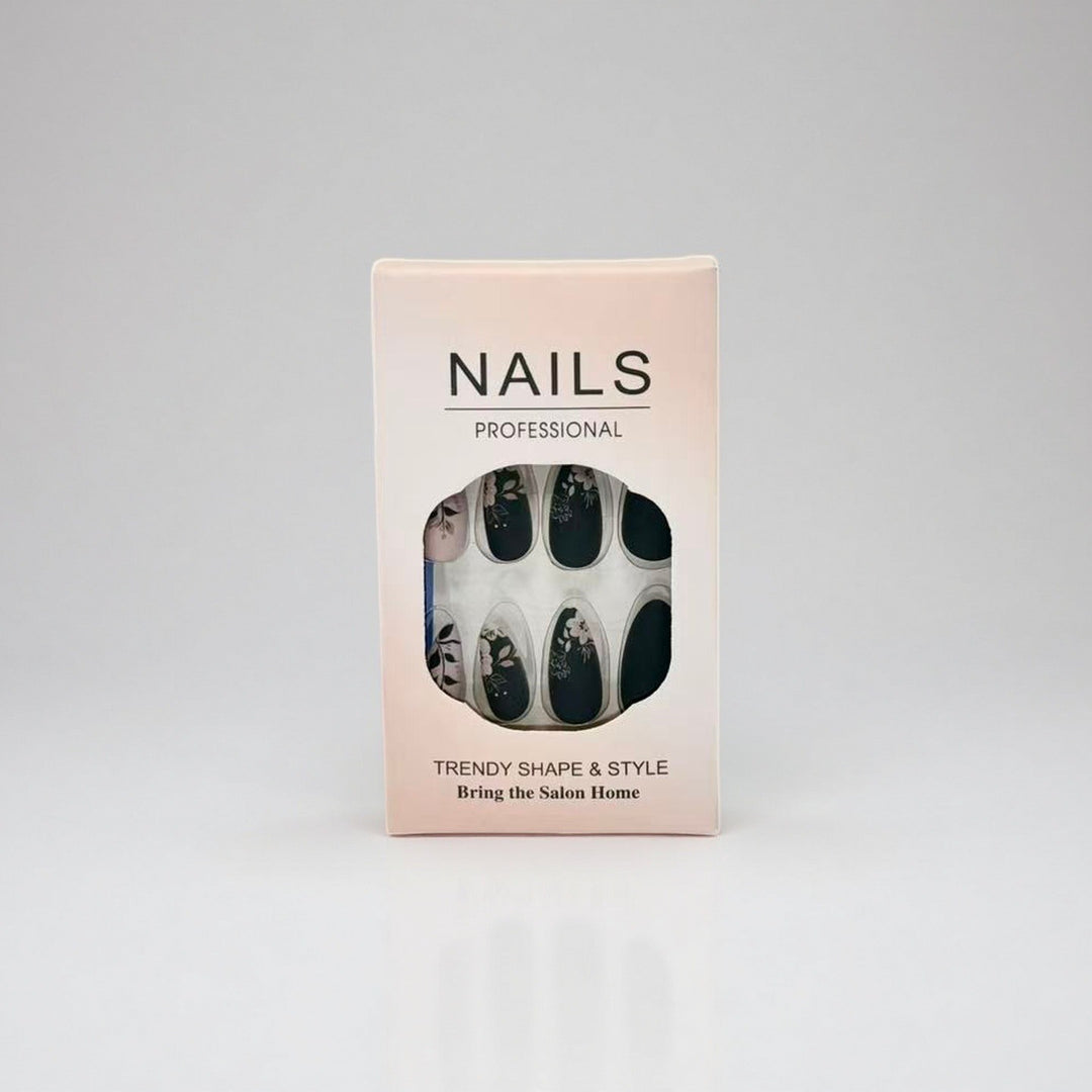 Professional Press-On Nail Set with Elegant Floral Design Stornfield