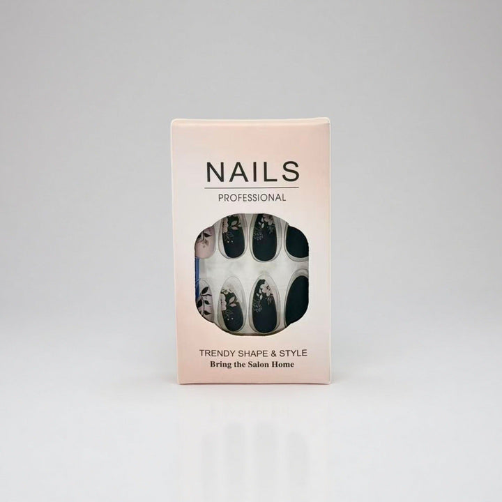 Professional Press-On Nail Set with Elegant Floral Design Stornfield