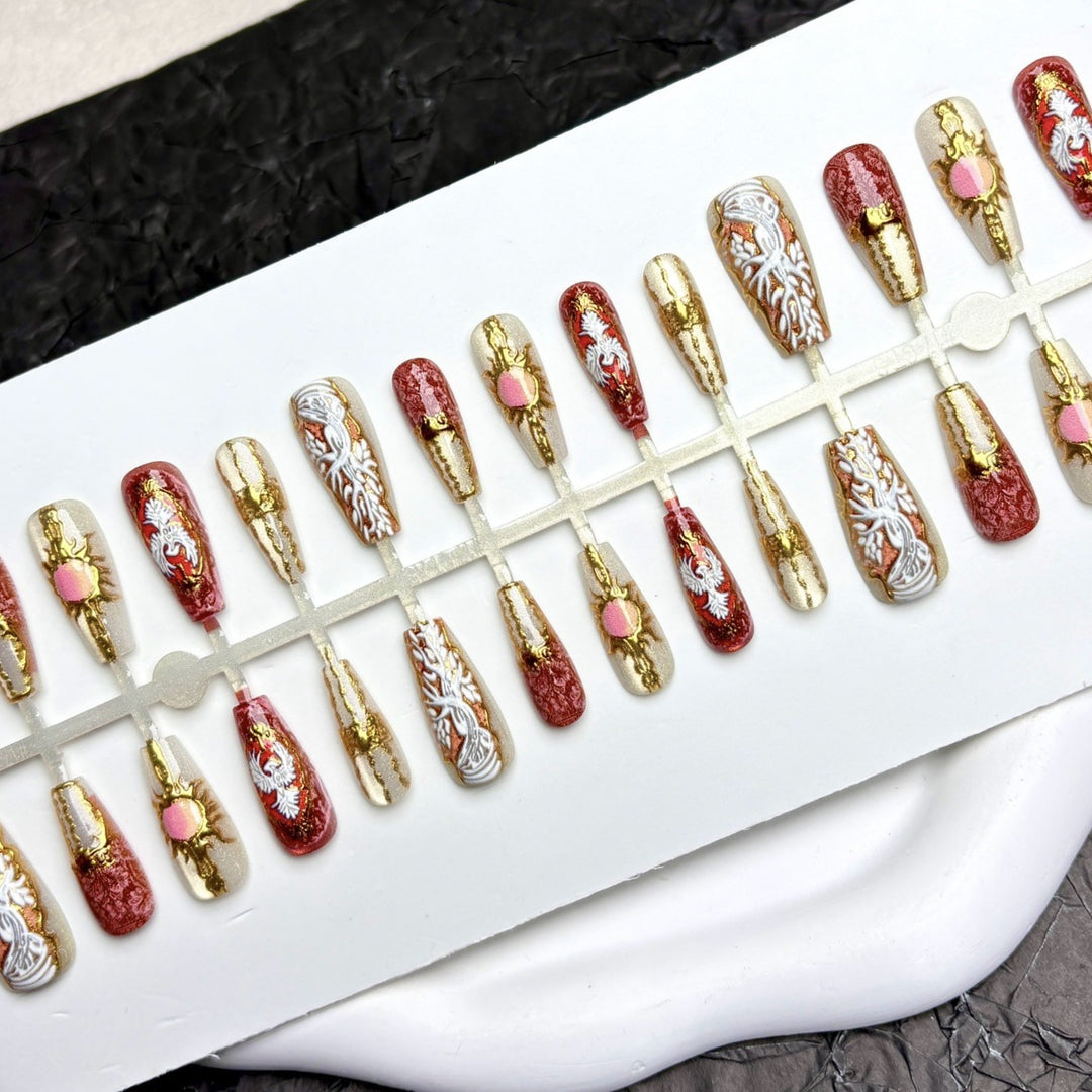 Ornate Decorative Press-On Nail Set
