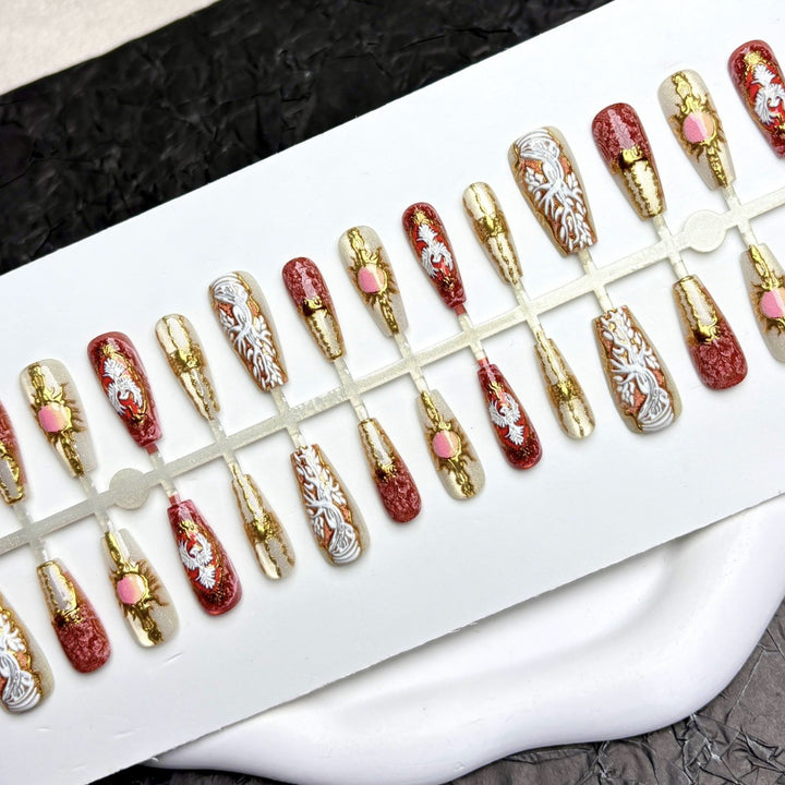 Ornate Decorative Press-On Nail Set