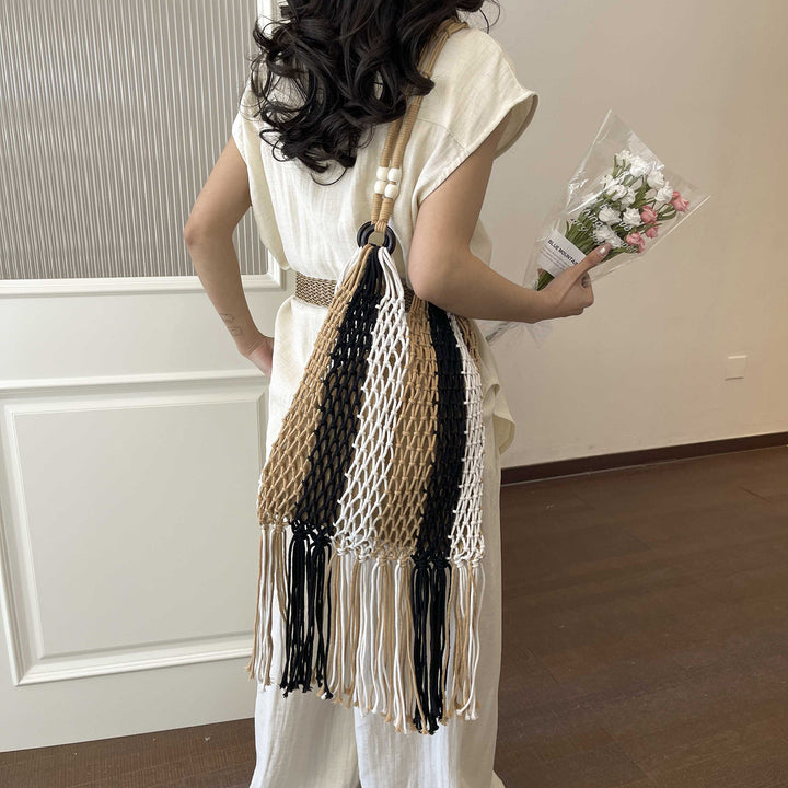 Macrame Tote Bag with Tassels Stornfield