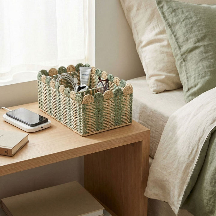 Decorative Woven Storage Basket with Scalloped Edges Stornfield