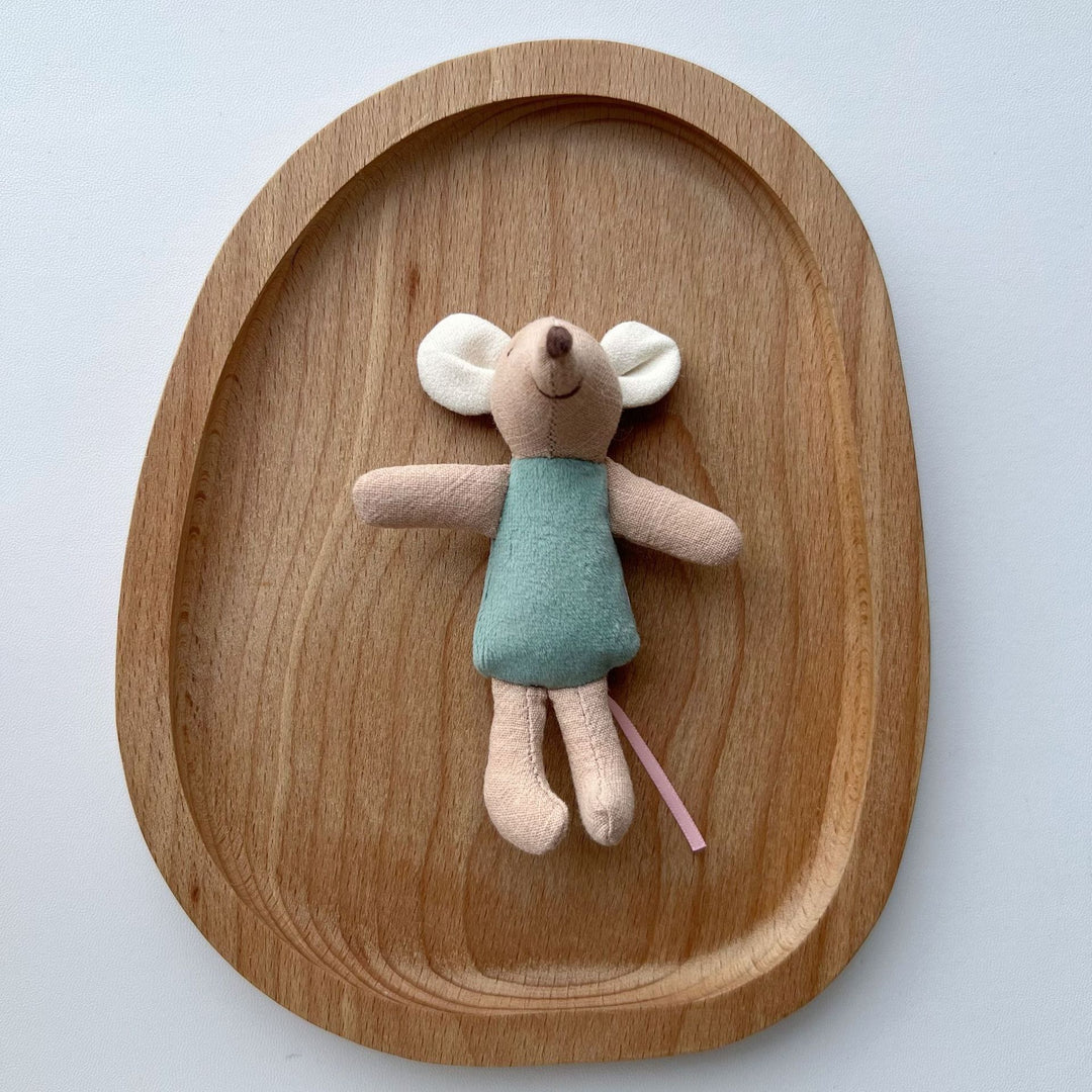 Handcrafted Cotton Plush Mouse Doll with Crocheted Dress