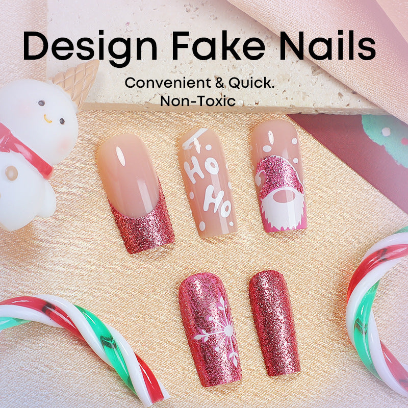 Creative nail art set with festive glitter and Christmas designs Stornfield