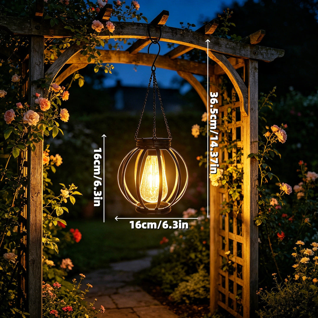 Outdoor Hanging Metal Cage Pendant Lantern With Adjustable Chain And Vintage Filament LED Stornfield