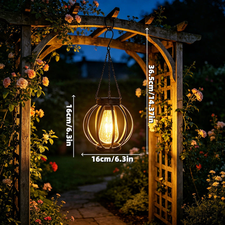 Outdoor Hanging Metal Cage Pendant Lantern With Adjustable Chain And Vintage Filament LED Stornfield