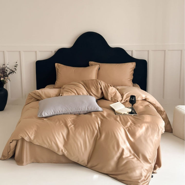 Reversible Premium Satin Bedding Set with Fine Piping and Extra Pillowcases