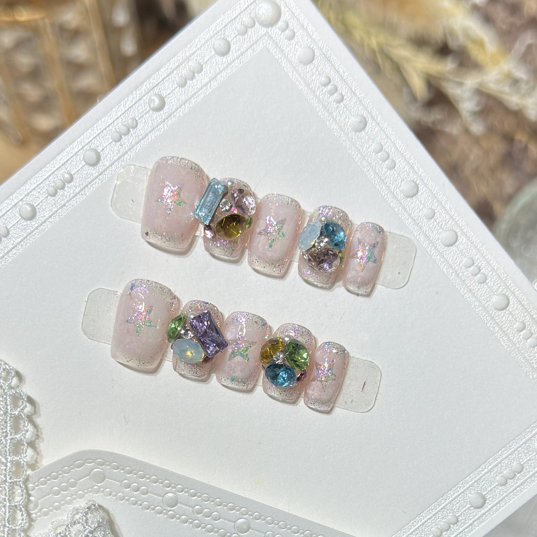 Gemstone-Embellished Press-On Nail Set
