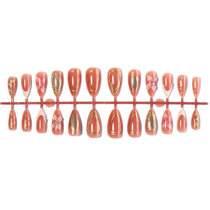 Decorative Press-On Nail Art Set with Floral Embellishments Stornfield