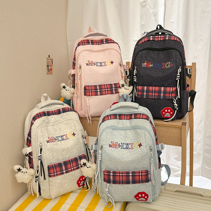 Playful Plaid Print Backpack Stornfield