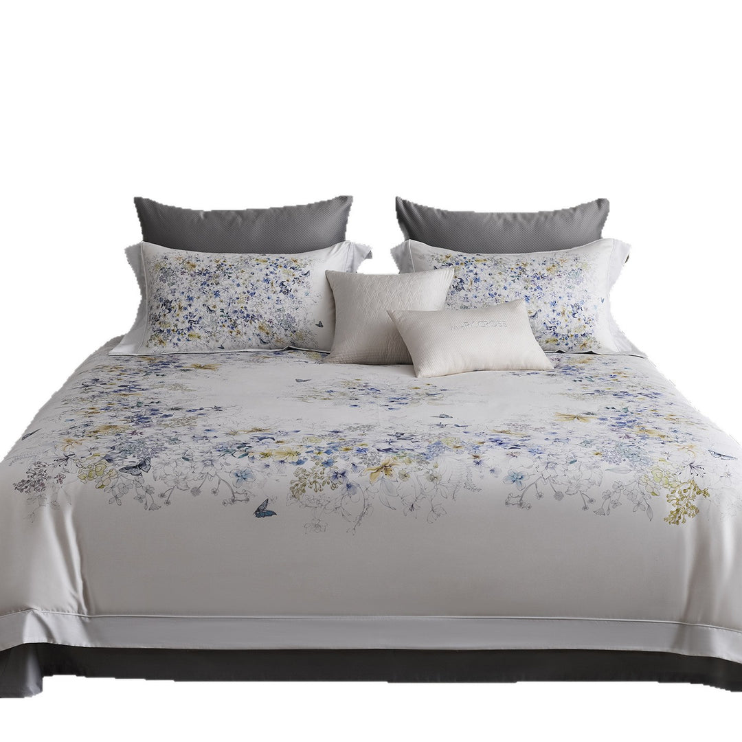 Botanical Watercolor Cotton Sateen Duvet Cover Set with Euro Shams