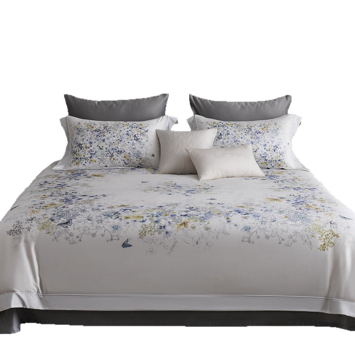 Botanical Watercolor Cotton Sateen Duvet Cover Set with Euro Shams