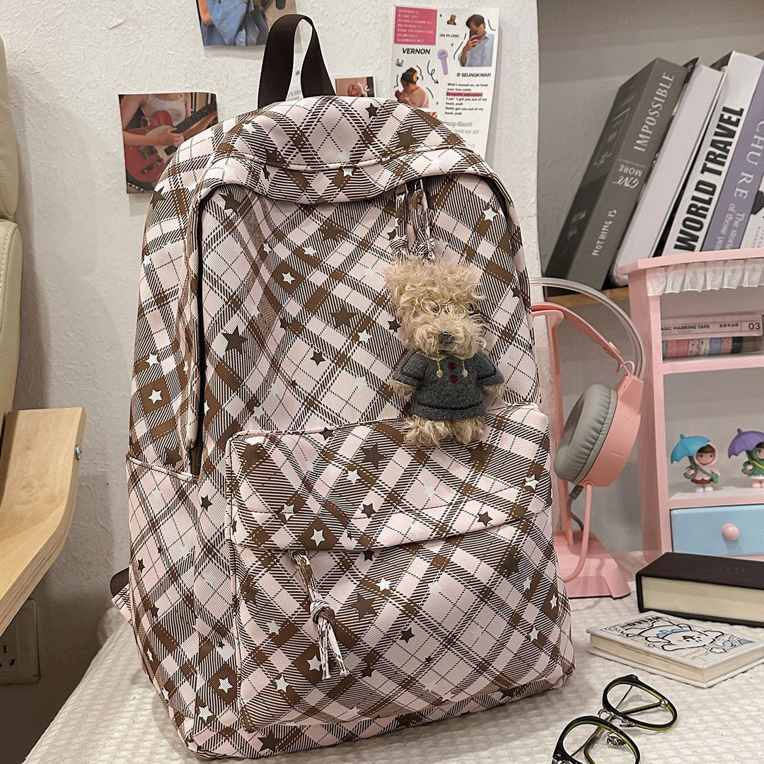 Backpack with Fashionable Check Pattern and Practical Compartments Stornfield