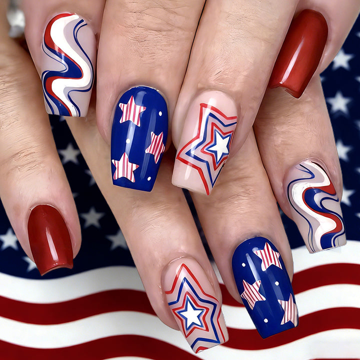 Themed Press-On Nail Art Set with Star Design Stornfield