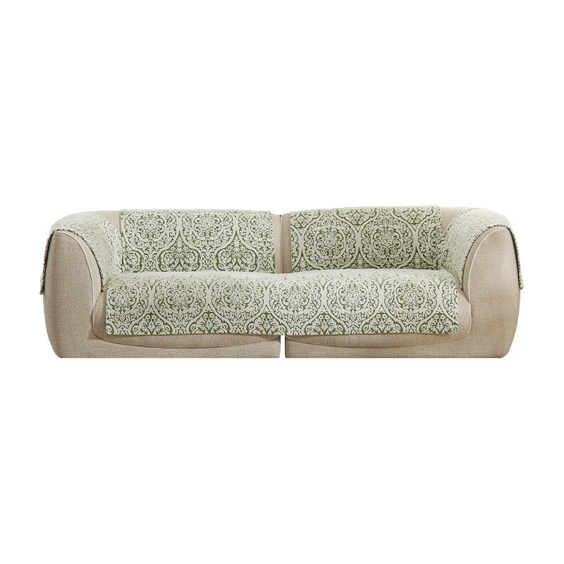 three-seater sofa with removable jacquard protective covers and curved armrests