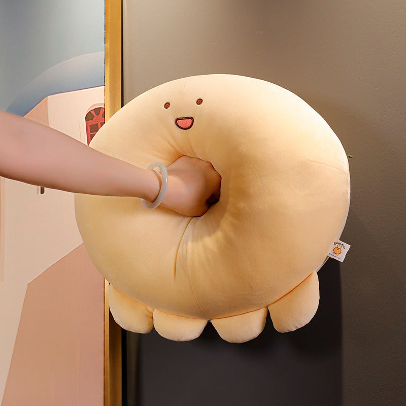 Plush Round Chubby Character Cushion with Short Limbs and Embroidered Smile Stornfield