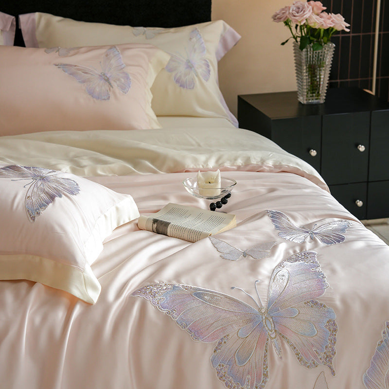 Embroidered Satin Duvet Cover Set